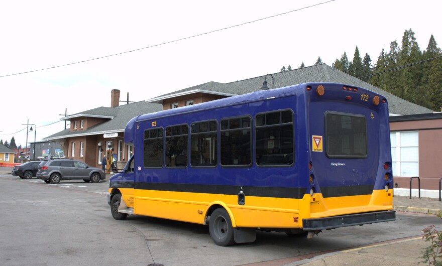 The 99 Vine bus at the Amtrak station in Eugene on Nov. 24, 2025.