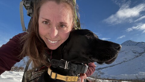 Lori Price and her three-year-old German Shorthaired Pointer, Chaos.
