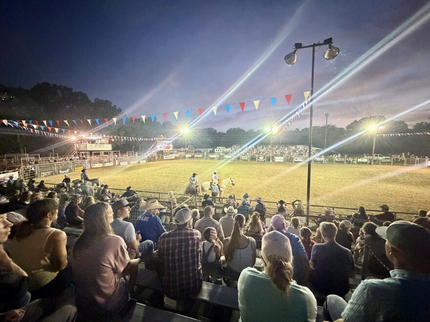 The view from the east side grandstands at the Cooper Rodeo on July 17, 2026.