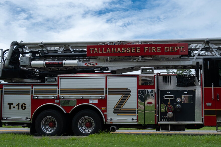 Fire truck leaving Tallahassee Fire Department Station 16