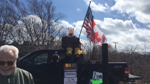 People in Hyannis protesting.