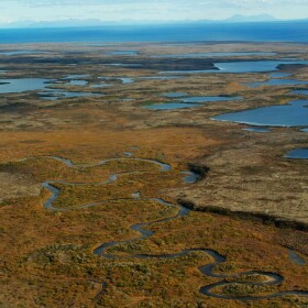 Kaskanak Creek in the Bristol Bay’s Kvichak watershed is seen from the air on Sept. 27, 2011. The Kvichak watershed would be damaged by the Pebble mine project, the Environmental Protection Agency has determined.