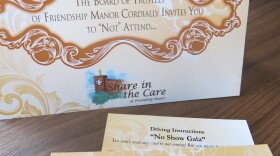 An invitation to "not attend" with RSVP or donation card