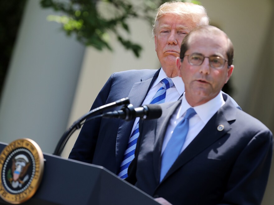 Health and Human Services Secretary Alex Azar talked Friday about the administration's plans to lower drug prices as President Trump looked on in the White House Rose Garden.