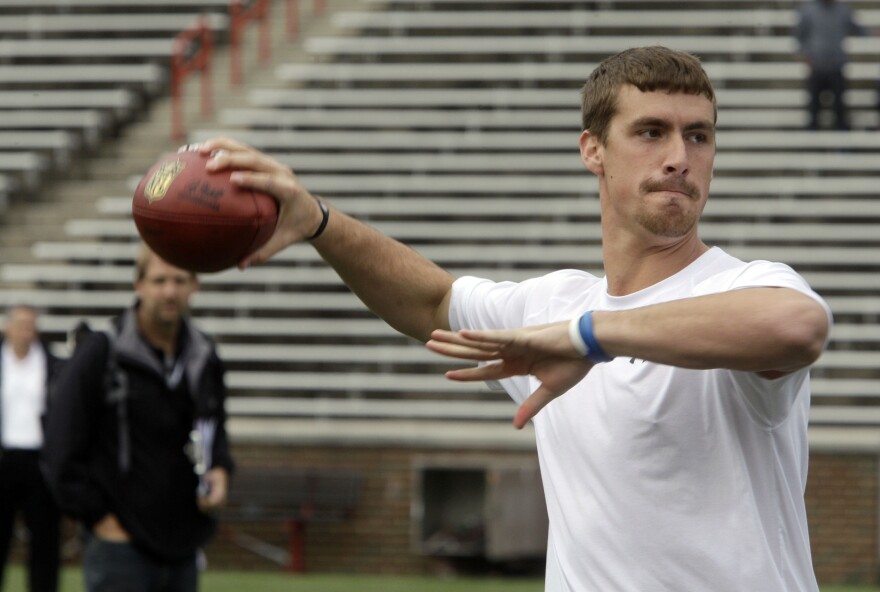 a man throws a football