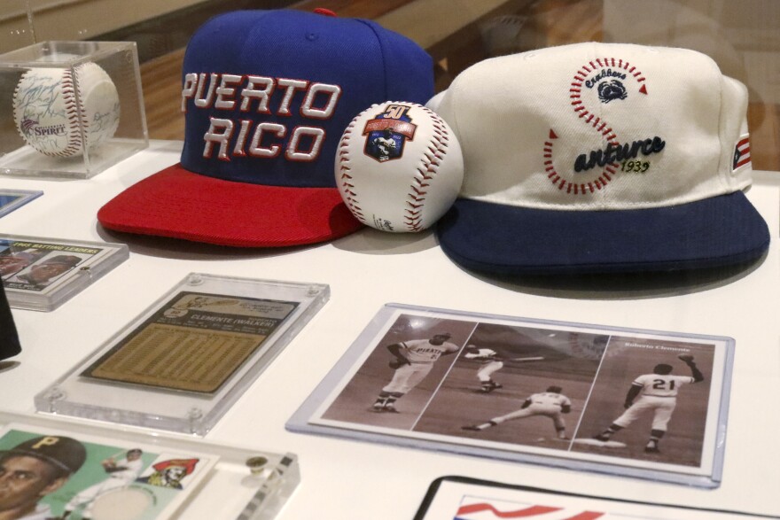 Artifacts marking Roberto Clemente's career are on display at the Mattatuck Museum.