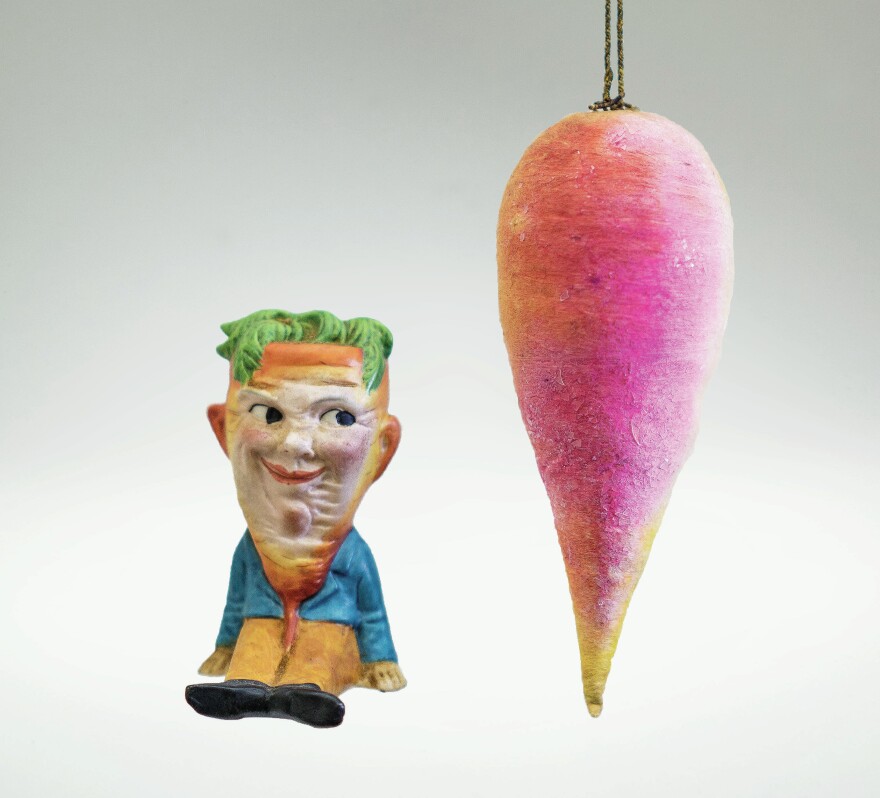 This 115-year-old carrot is the oldest ornament in Mackay's collection. It belonged to her grandfather.