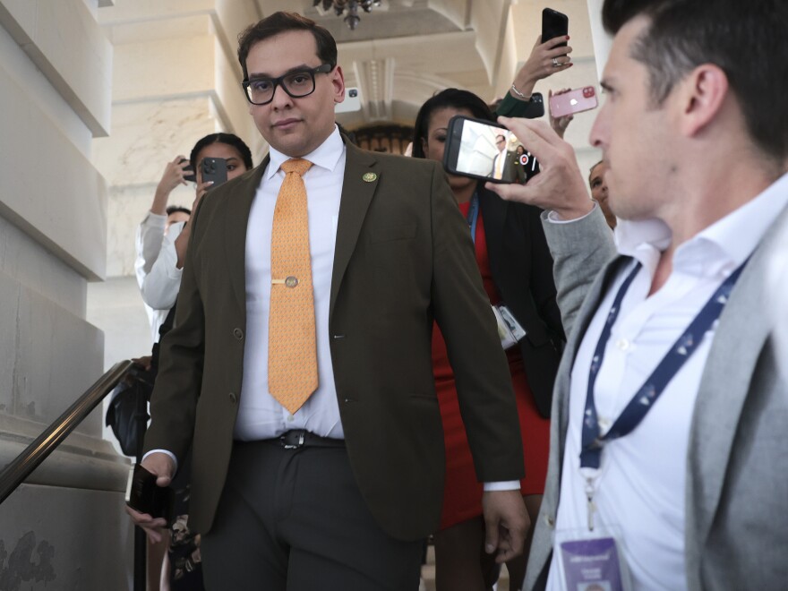 Rep. George Santos departs the U.S. Capitol after a vote on May 11, 2023.