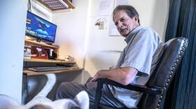 Mark Cross with his dog, Napoleon; photo Javier Gallegos