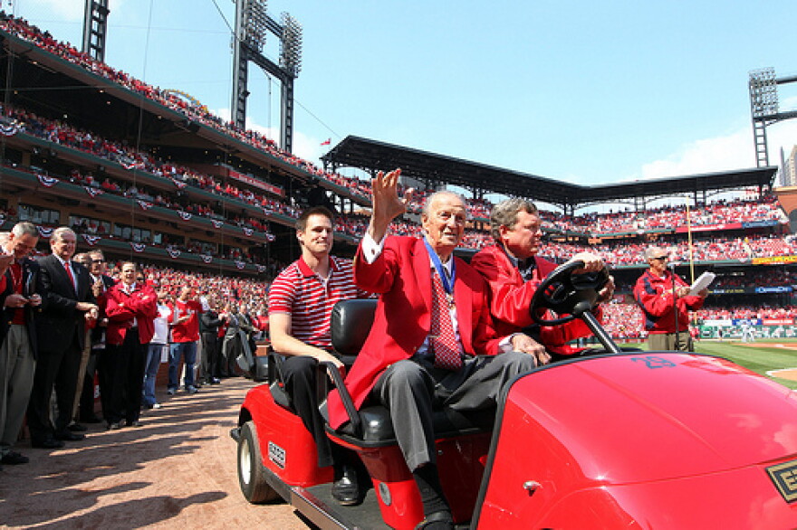 Stan Musial on opening day 2011. Pa. Gov. Tom Corbett says he'll sign a bill renaming a bridge near Musial's hometown for the Cardinal great.