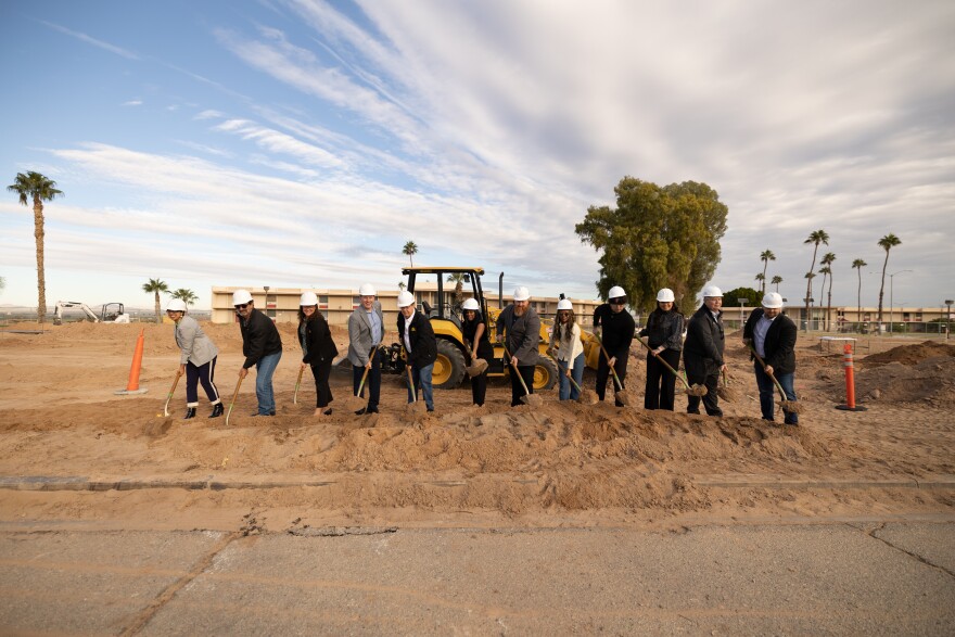 Arizona Western College faculty, staff and students at the groundbreaking for the new DeAnza Residence Hall on the main Yuma campus on Wednesday, Dec. 7, 2022.