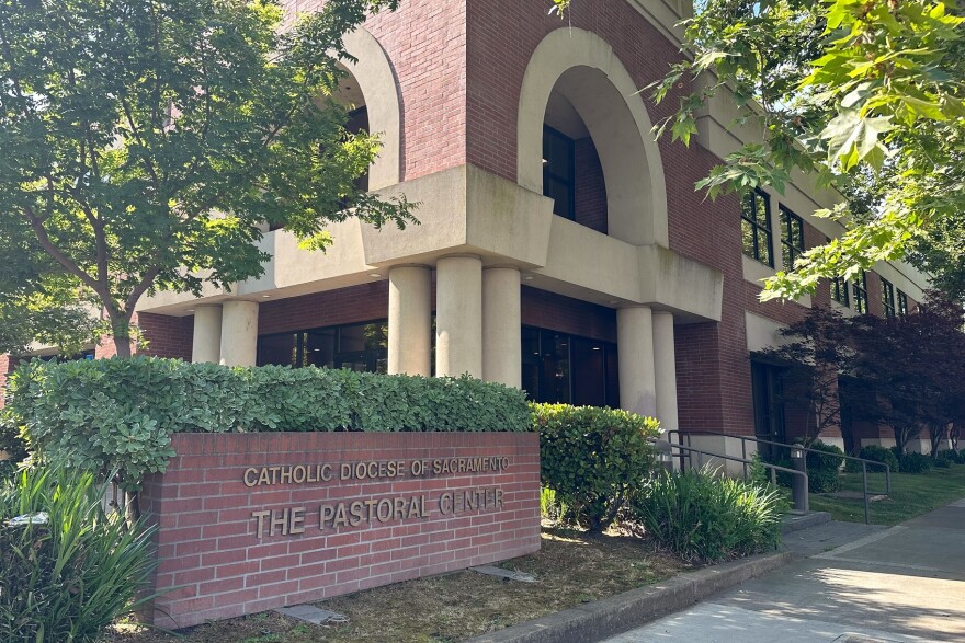 The offices of the Roman Catholic Diocese of Sacramento are seen in Sacramento, Calif., Monday, June 5, 2023. Sixteen migrants from Venezuela and Colombia were brought to the diocese's offices on Friday, June 2, 2023, after being flown from Texas to Sacramento. 