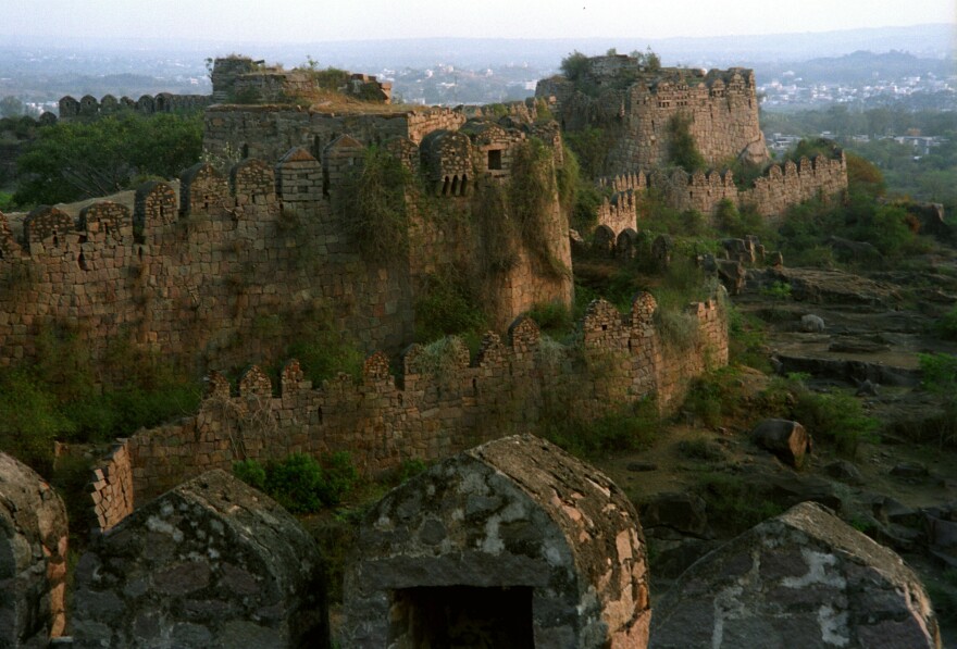 Ruins of the historic Golconda Fort on the outskirts of Hyderabad in southern India. Experts have confirmed that the Koh-i-noor diamond came from the Golconda area.