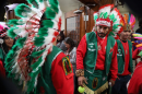 Matachines, traditional indigenous dancers, prepare to enter Sacred Heart Catholic Church in Merced during a celebration for Our Lady of Guadalupe.