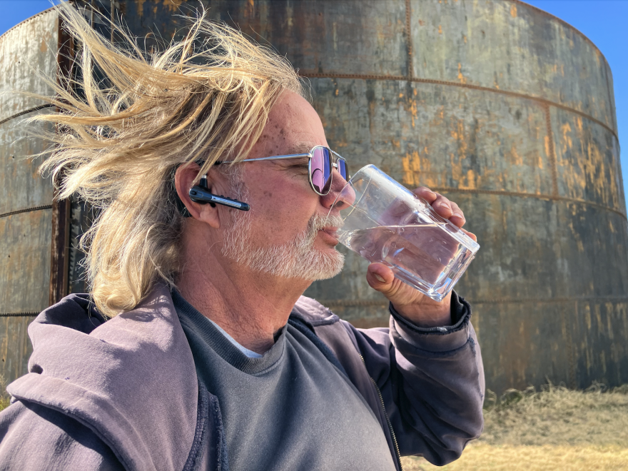 Ed Puckett helps operate Toyah's water treatment plant on a volunteer basis. During a tour of the plant in early February, he maintained that the water is safe to drink.