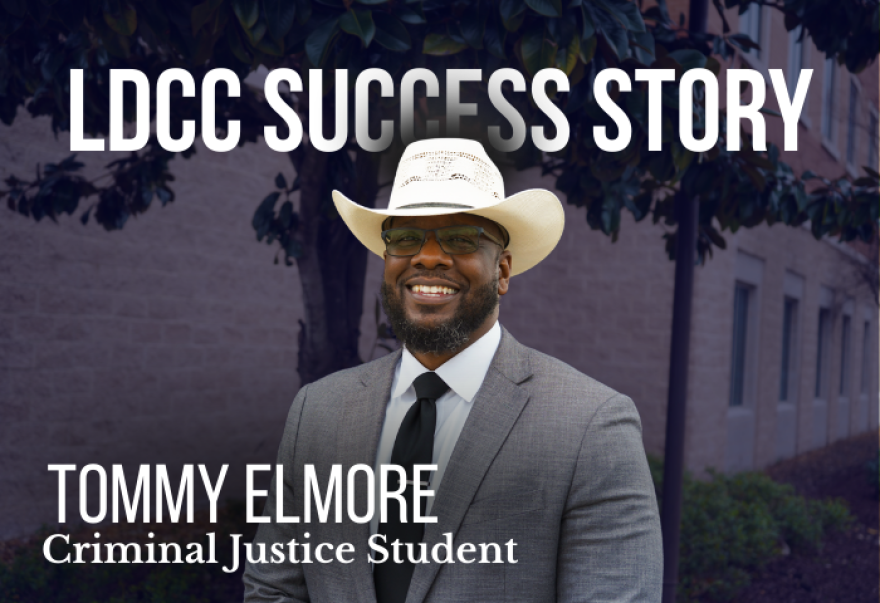 Picture of Tommy Elmore criminal justice major at the Louisiana Delta Community College saying Success Story