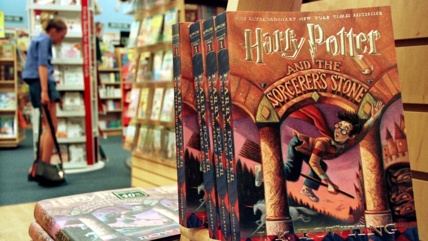 Copies of <em>Harry Potter and the Sorcerer's Stone</em>, on sale in an Arlington, Virginia bookstore in 2000.