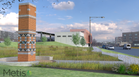  A rendering of the proposed chimney swift tower on Haymaker Parkway