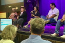 Candidates listen as Triad City Beat Managing Editor Sayaka Matsuoka speaks to the audience before a reverse town hall organized by the alternative newspaper in October. PAUL GARBER/WFDD