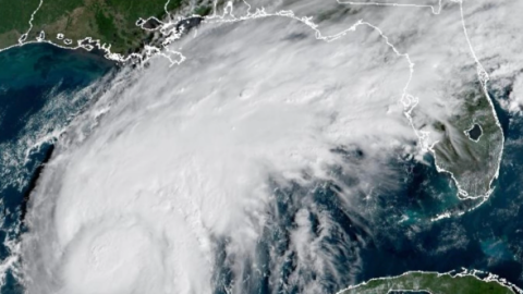 This satellite image from the National Oceanic and Atmospheric Administration shows Hurricane Isaias surging toward the U.S. Gulf Coast on Thursday, Oct. 8, 2026.