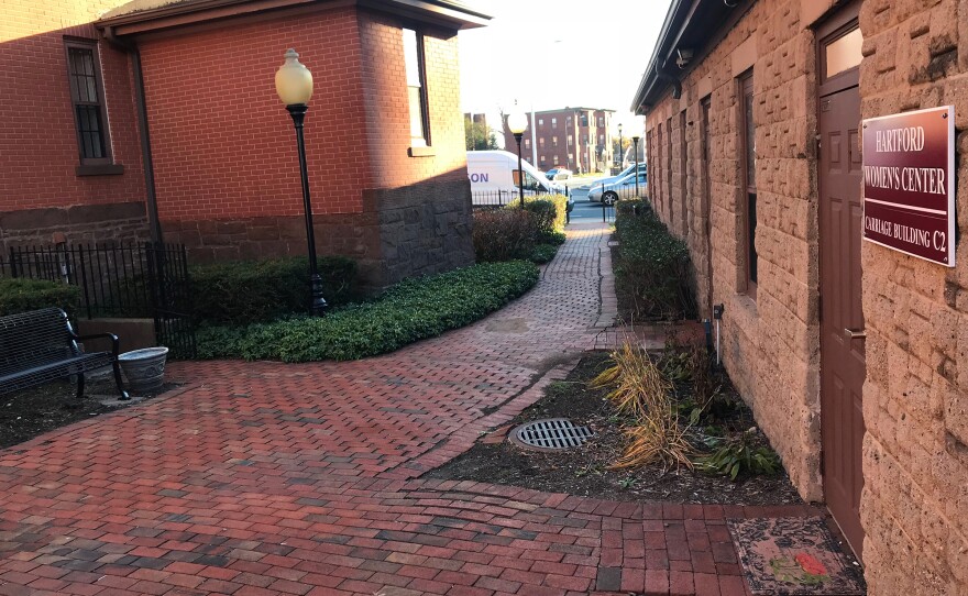 The entrance path to the Hartford GYN Center and Hartford Women's Center.