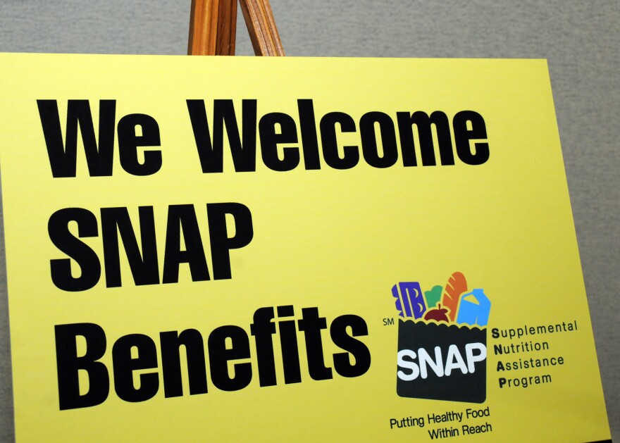 A sign reading "We welcome SNAP benefits"