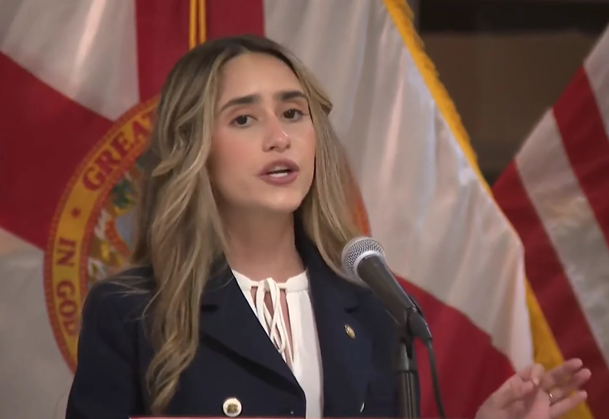 State Rep. Carolina Amesty, R-Windermere, was indicted this week on four felonies, including forgery. She is shown hear during a press conference in May. (Screenshot/The Florida Channel)