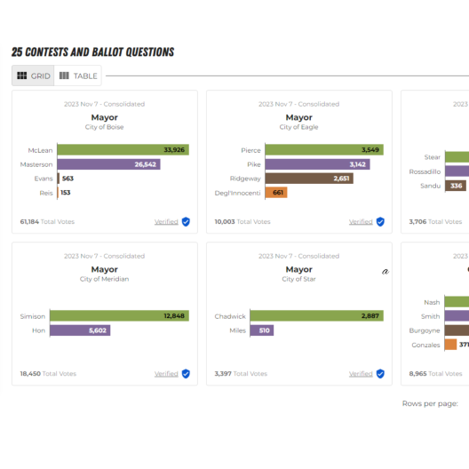 A screenshot of the Ada County Election verifier. 
