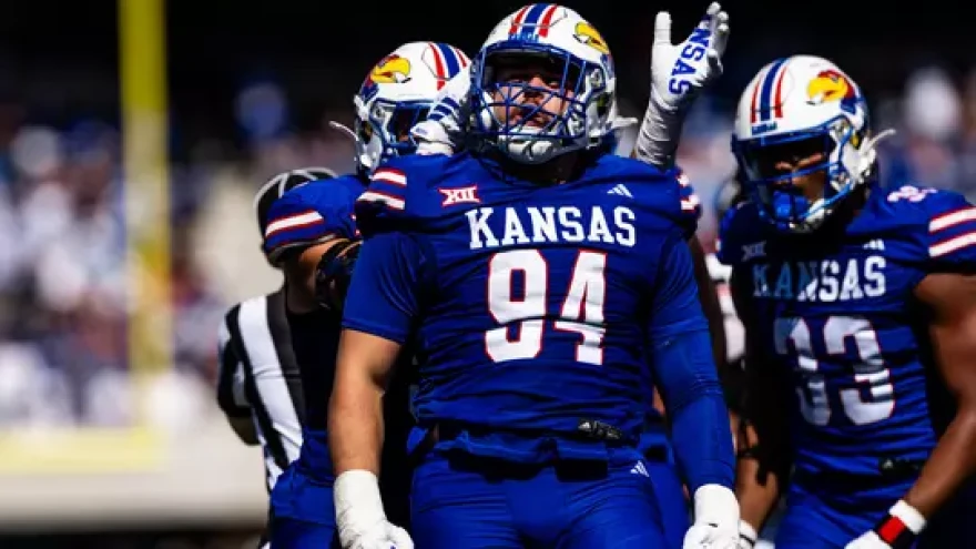 KU football player during a game
