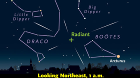 The Quadrantid Meteor Shower peaks overnight January 3 to 4, while the Moon is a waxing gibbous, dominating the night with its light.