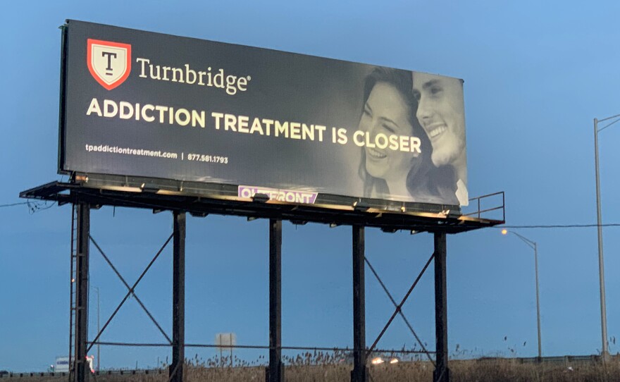 Turnbridge then released this billboard in the days after the Weedmaps one went up. The addiction treatment organization is worried about how this type of messaging could reach people with a genetic predisposition to addiction.