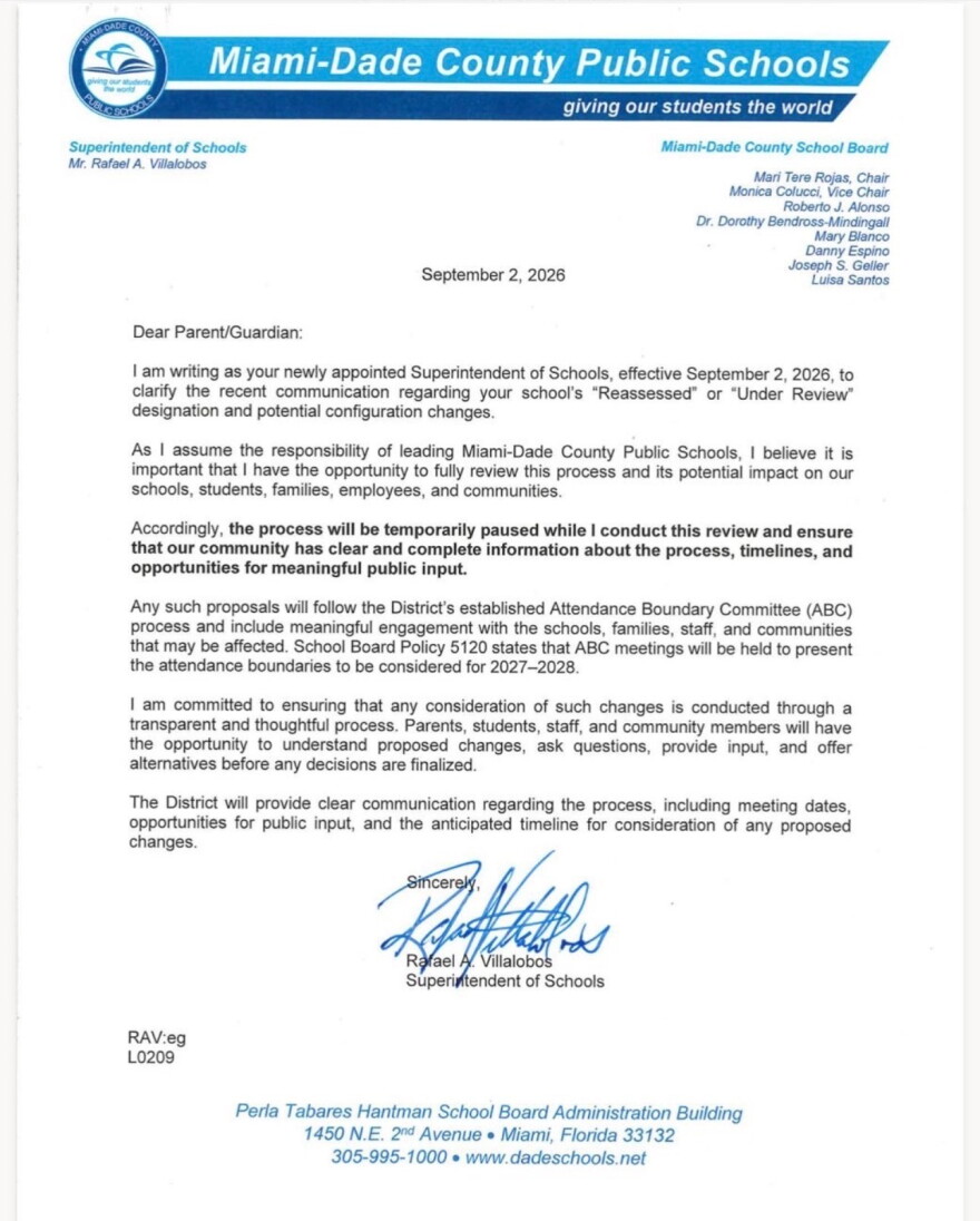 The district sent a letter to families whose children go to the schools placed on the Attendance Boundary Committee.