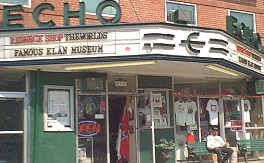 Outside the Redneck Shop, which opened in 1996 and operated for more than a decade.