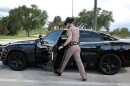 Florida Highway Patrol Trooper David Blake has a "ghost car" that has black graphics to help blend in with traffic.