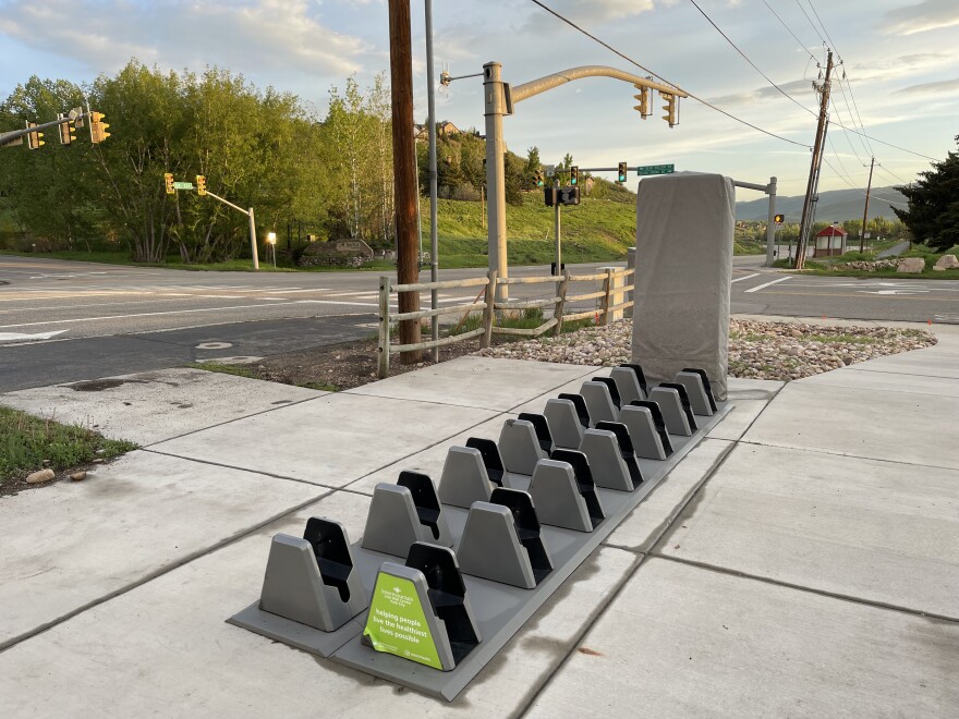Empty Summit Bike Share racks at Silver Springs and 224.