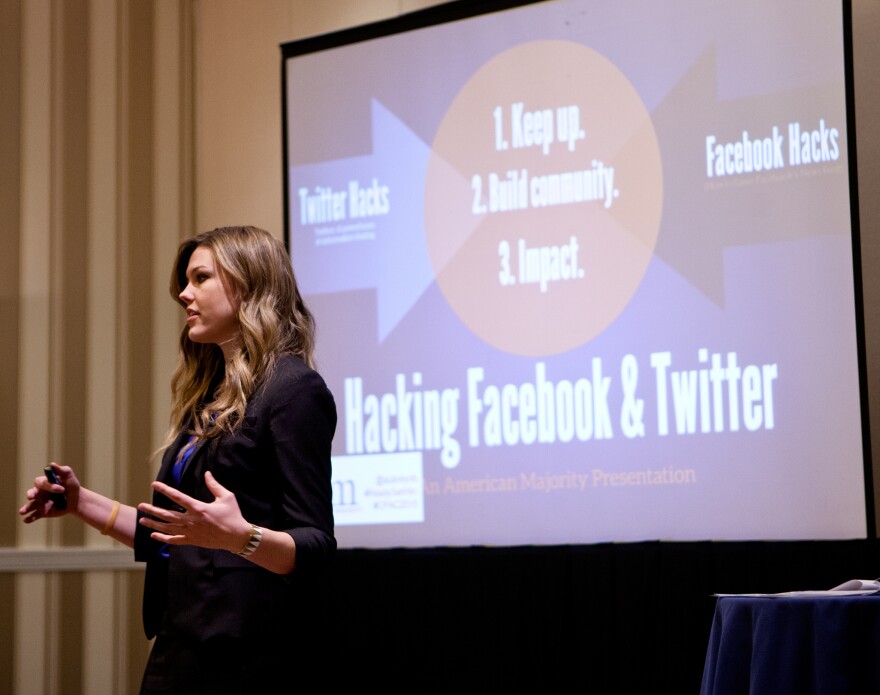 Aubrey Blankenship of American Majority presents during CPAC's Activism Boot Camp on Thursday.