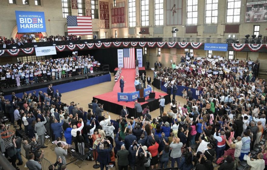 FILE - A ‘Black Voters for Biden-Harris’ campaign event at Girard College in Philadelphia, May 29, 2024. (Courtesy of Norman De Shong)