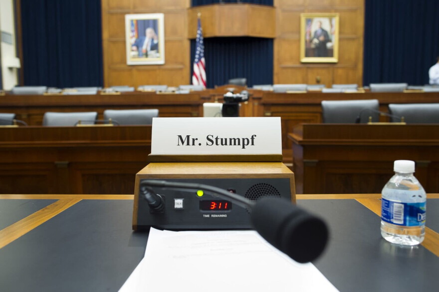 The House Financial Services Committee room is ready for the testimony of Wells Fargo CEO John Stumpf on Capitol Hill in Washington, Thursday, Sept. 29, 2016. (Cliff Owen/AP)