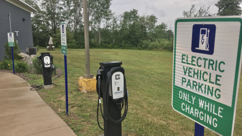 Electric vehicle charging stations in Sault Ste. Marie, Michigan.