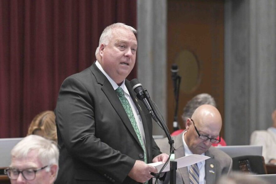 State Rep. Dave Hinman, a Republican from O’Fallon, speaks during Missouri House debate during the 2025 legislative session.