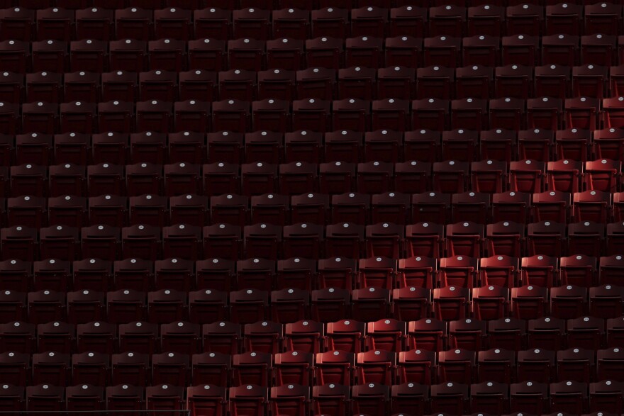 Empty seats in the outfield in an intrasquad game during team practice at Great American Ball Park Tuesday, July 14, 2020. 