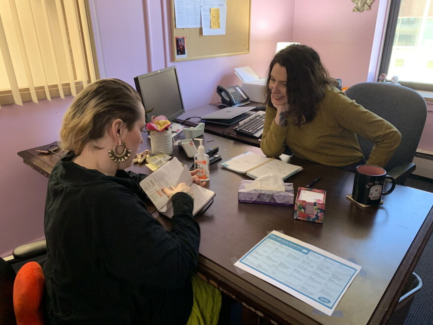 Caitlin Bentley (right) and Jenna Hall with YWCA Dayton.