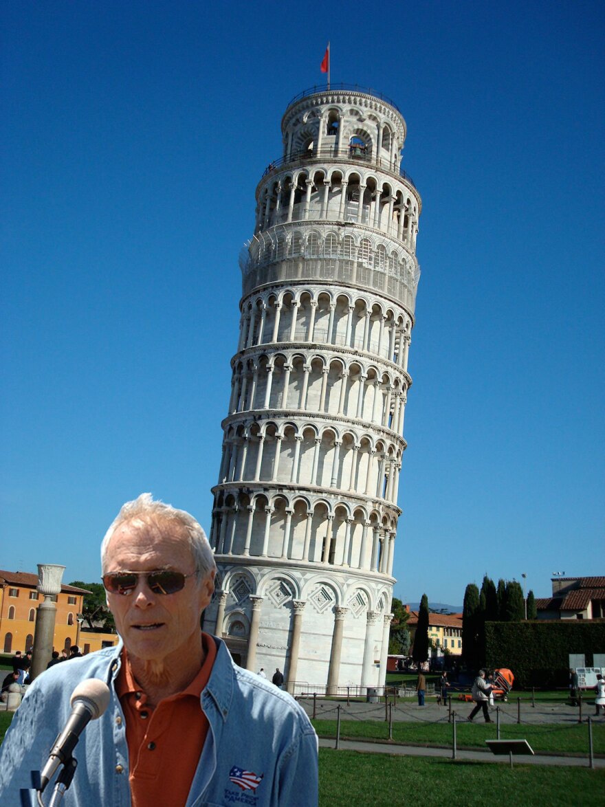The experiment used a fake photo of actor Clint Eastwood and Pisa's leaning tower to test how the brain links person and place.