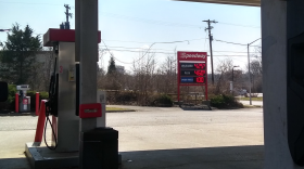 Ripple effects from the war in Ukraine have pushed gas prices in the U.S. to their highest levels since the 2008 recession. Gas prices at a Bloomington gas station on March 10, 2022 are over $4. (Rebecca Thiele/IPB News)
