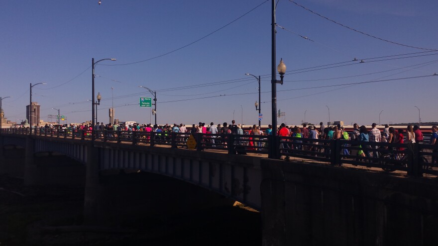 Dayton's second Longest Table meal took place on the Third Street bridge