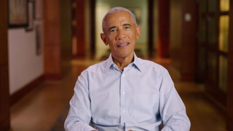 A screenshot of a video of Former President Barack Obama endorsing Democratic former Sen. Sherrod Brown.