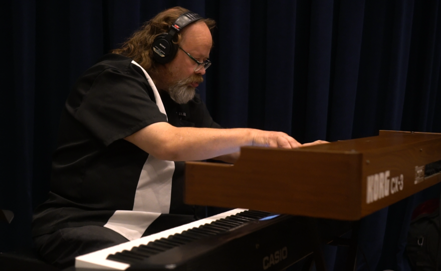 Blind Eye Willis Band performing live in WNIJ's Studio A
