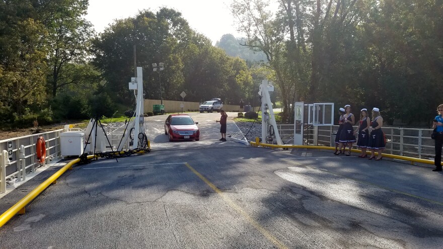 Darlene Boldt and Candy McVey drove from Mt. Washington, Ohio, to catch the ferry Wednesday morning. "It's a beautiful day and the ride to this ferry was beautiful," Boldt tells WVXU.