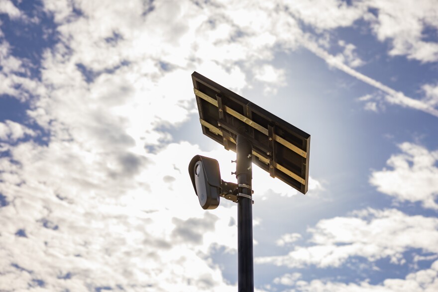 A Flock Safety Automated License Plate Reader (AP