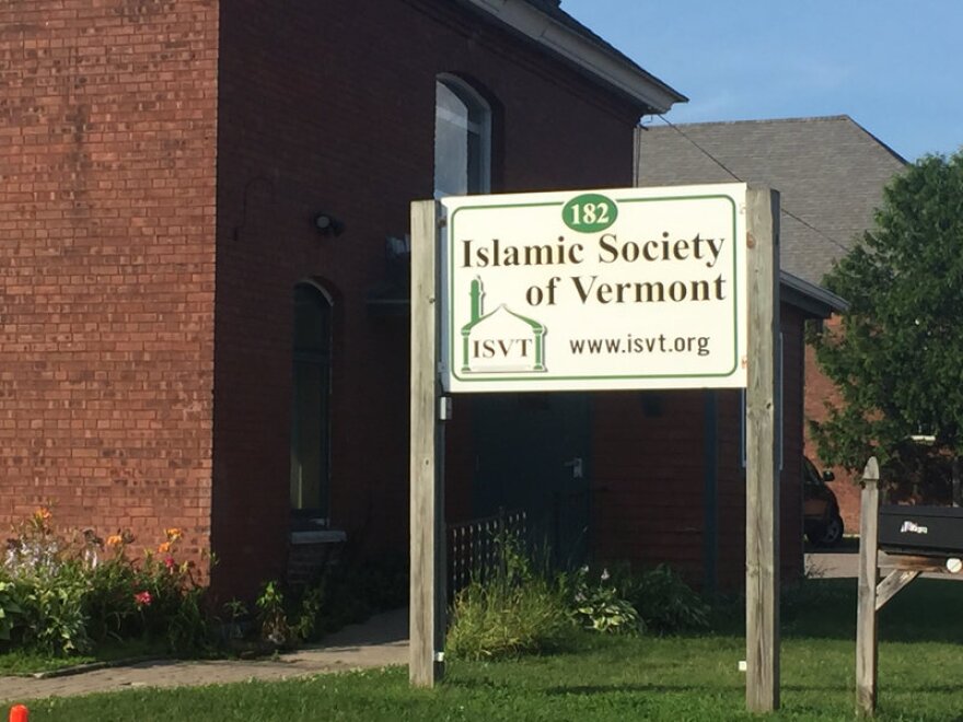 The sign outside the Islamic Society of Vermont seen in July 2017.